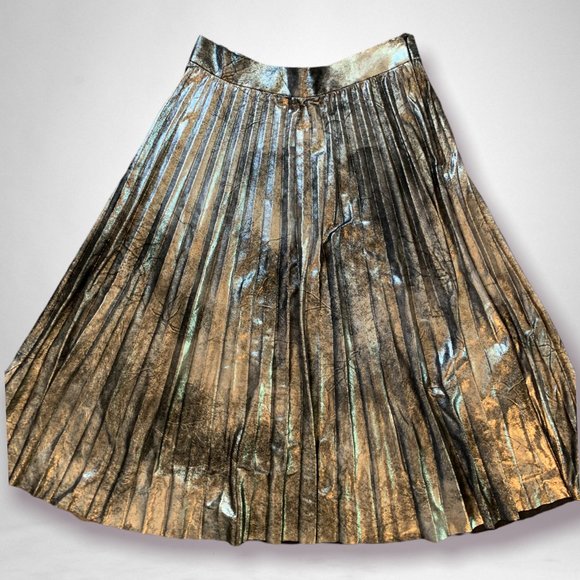 Zara Silver Pleated Skirt, Size S - Picture 2 of 5